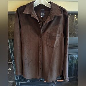 NWT Gap Women's Brown Faux Suede Blouse Size S Retail 69.95